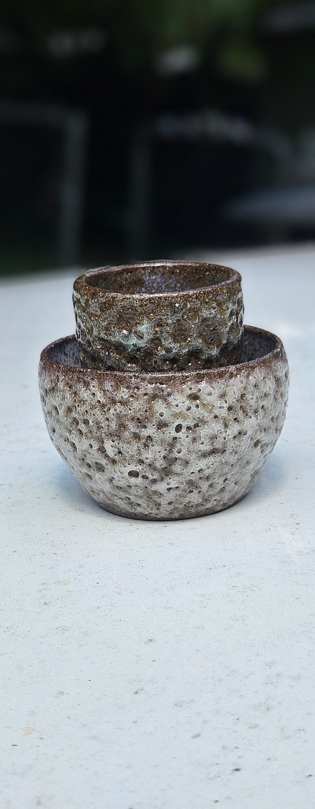Moon crater Teacup and Bowl 3 piece set