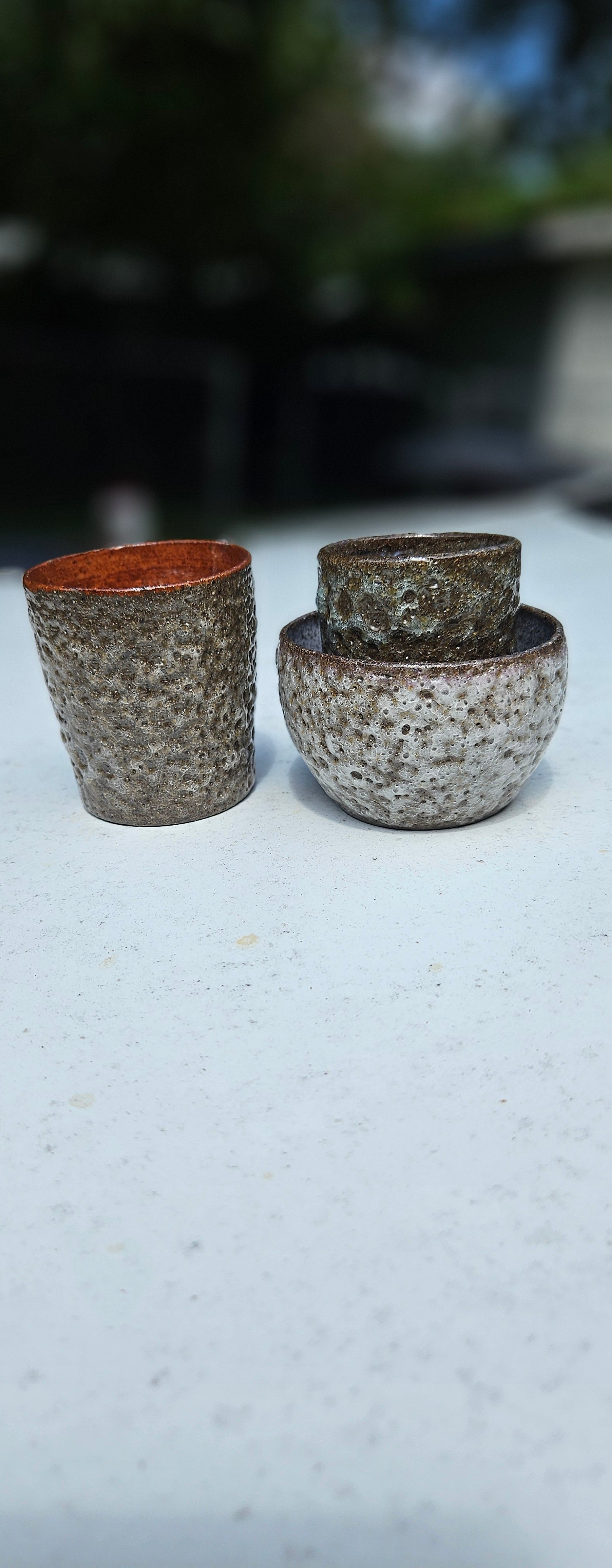 Moon crater Teacup and Bowl 3 piece set